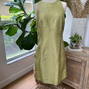 Vintage 1990's Light Green Silk Cocktail Dress Sleeveless Sheath Dress by Jones